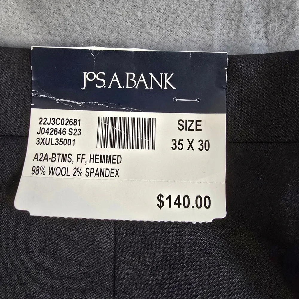 Jos A Bank Mens Tailored Fit Tuxedo Pants Black Wool Blend Satin Stripe 35x30‎
